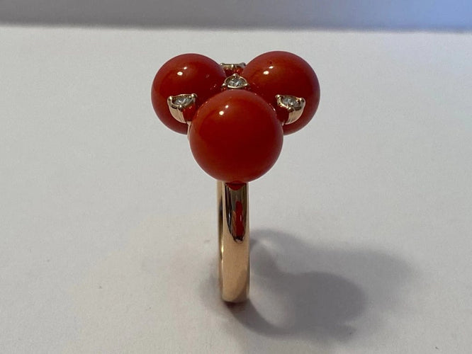 Bague 55 Chantecler Chérie - Bague en or rose 18 carats, diamants et corail 58 Facettes