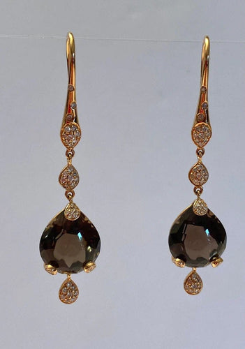 Boucles d'oreilles Pasquale Bruni Sissi - Boucles d'oreilles en or jaune, quartz fumé et diamants 58 Facettes