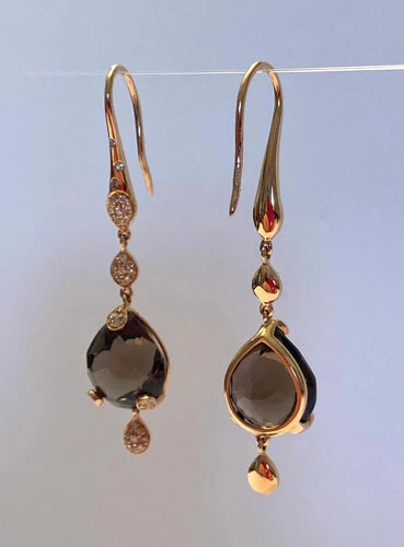 Boucles d'oreilles Pasquale Bruni Sissi - Boucles d'oreilles en or jaune, quartz fumé et diamants 58 Facettes