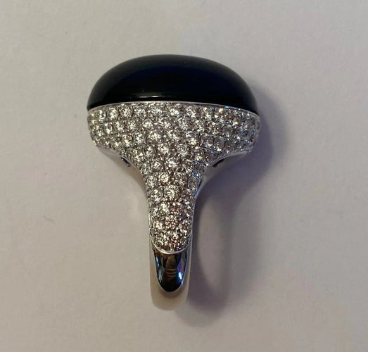 Bague 53 Chantecler Chérie - Bague en or blanc 18 carats, onyx et diamants 58 Facettes