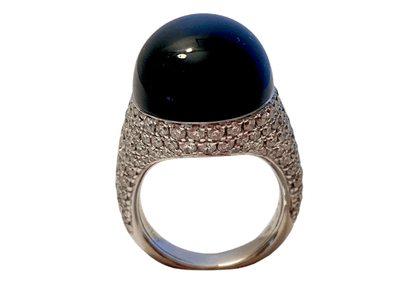 Bague 53 Chantecler Chérie - Bague en or blanc 18 carats, onyx et diamants 58 Facettes