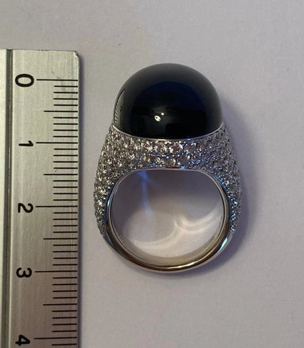 Bague 53 Chantecler Chérie - Bague en or blanc 18 carats, onyx et diamants 58 Facettes