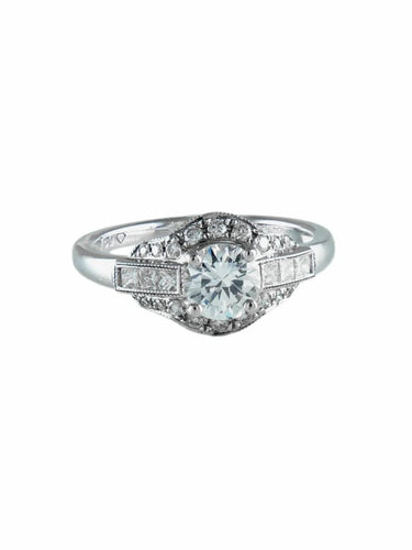 Bague 54 Solitaire - Bague en or blanc 18 ct et diamants 58 Facettes 6296A