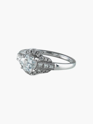 Bague 54 Solitaire - Bague en or blanc 18 ct et diamants 58 Facettes 6296A