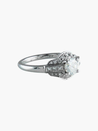 Bague 54 Solitaire - Bague en or blanc 18 ct et diamants 58 Facettes 6296A