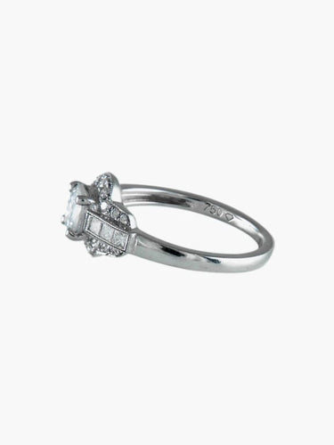 Bague 54 Solitaire - Bague en or blanc 18 ct et diamants 58 Facettes 6296A