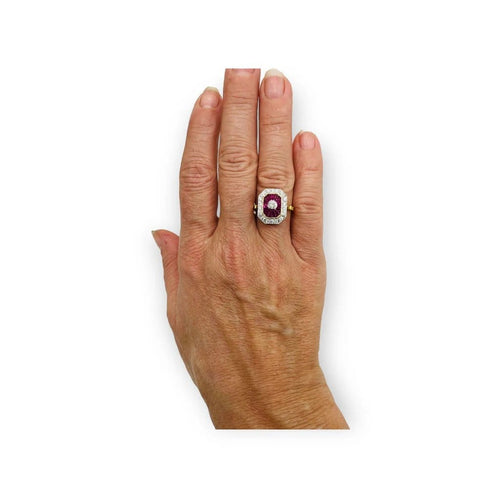 Bague 54 Bague de fiançailles en or 18 carats, rubis et diamants 58 Facettes 7598 A