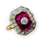 Bague 54 Bague de fiançailles en or 18 carats, rubis et diamants 58 Facettes 7598 A