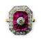 Bague 54 Bague de fiançailles en or 18 carats, rubis et diamants 58 Facettes 7598 A