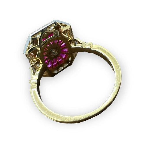 Bague 54 Bague de fiançailles en or 18 carats, rubis et diamants 58 Facettes 7598 A