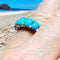Bague 55 Bague jarretière en or jaune 18 carats turquoises cabochons et diamants 58 Facettes 7739 A
