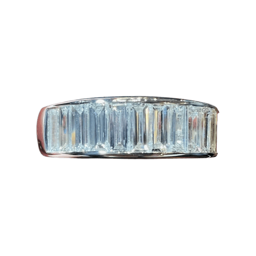 Bague 54 Demi-alliance - Bague en or blanc 18 carats et diamants baguette 58 Facettes 7835  A