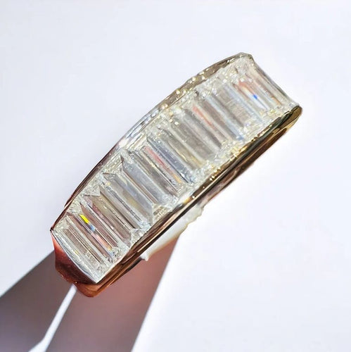 Bague 54 Demi-alliance - Bague en or blanc 18 carats et diamants baguette 58 Facettes 7835  A
