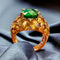 Bague 53.5 Bague cocktail - Tsavorite 7,20 ct et citrines en or jaune 18 carats 58 Facettes 7662 A