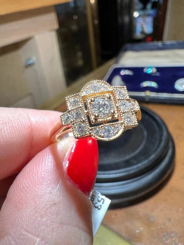 Bague 53 Bague - Pavage de 15 diamants en or rose 18 carats 58 Facettes 7624 A