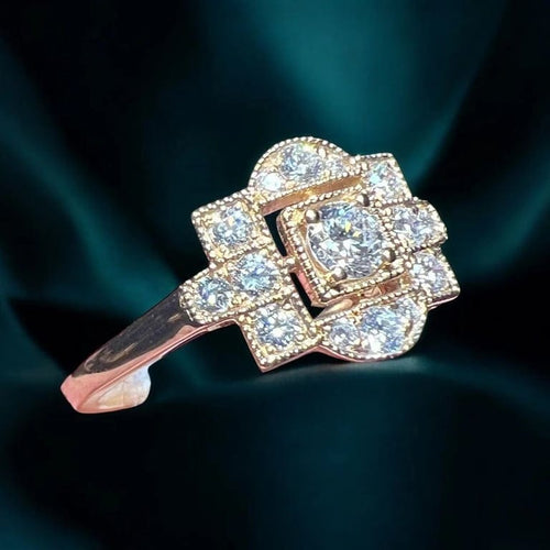 Bague 53 Bague - Pavage de 15 diamants en or rose 18 carats 58 Facettes 7624 A