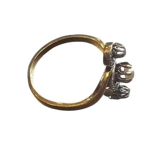 Bague 58 Bague toi et moi en or jaune 18 carats, perles et diamants taille rose 58 Facettes 4238 A