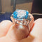 Bague 53 Bague en or blanc 18 carats avec topaze bleue 9,08 ct et diamants 58 Facettes 7815 A