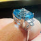 Bague 53 Bague en or blanc 18 carats avec topaze bleue 9,08 ct et diamants 58 Facettes 7815 A