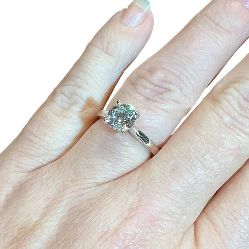 Bague 53 Solitaire - Bague en or blanc avec diamant 1,51 ct 58 Facettes 7866 A