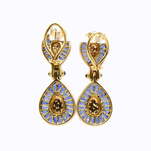 Boucles d'oreilles Rosée - Boucles d’oreilles goutte en or jaune 18k, saphirs et diamants 58 Facettes 206