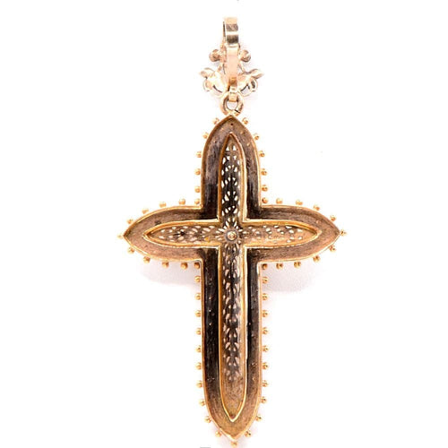 Pendentif Pendentif croix « Royale » en or jaune 18k et perles 58 Facettes 203