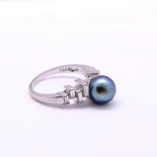 Bague 52 Joviale - Bague en or blanc 14k avec perle de Tahiti et diamants 58 Facettes 173