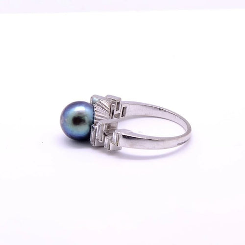 Bague 52 Joviale - Bague en or blanc 14k avec perle de Tahiti et diamants 58 Facettes 173