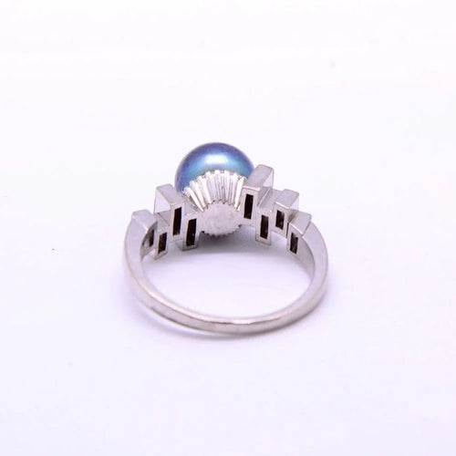 Bague 52 Joviale - Bague en or blanc 14k avec perle de Tahiti et diamants 58 Facettes 173