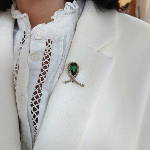 Pendentif Attache - Pendentif-broche en or jaune et or blanc 18k, tourmaline et diamants 58 Facettes 179