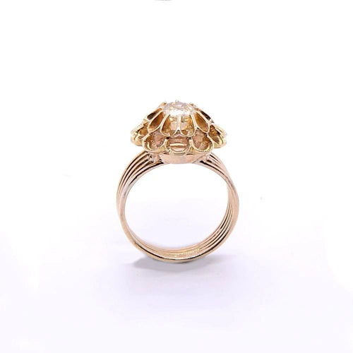 Bague 49 Bague fleur Napoléon III en or jaune 14k et diamant jaune 58 Facettes 153