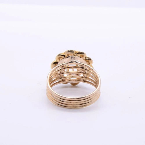 Bague 49 Bague fleur Napoléon III en or jaune 14k et diamant jaune 58 Facettes 153