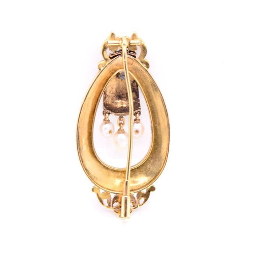 Broche Axelle - Broche en or jaune et or rose perlée, XIXe 58 Facettes 117