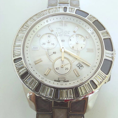 Montre Christian Dior Christal - Montre de dame en acier et diamants 58 Facettes 86