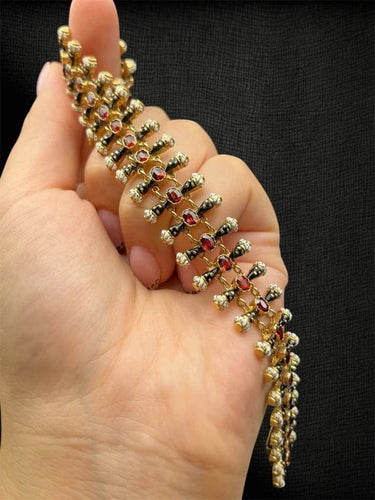 Bracelet Moretti Fiumani Girotondo - Bracelet en or jaune et grenats 58 Facettes