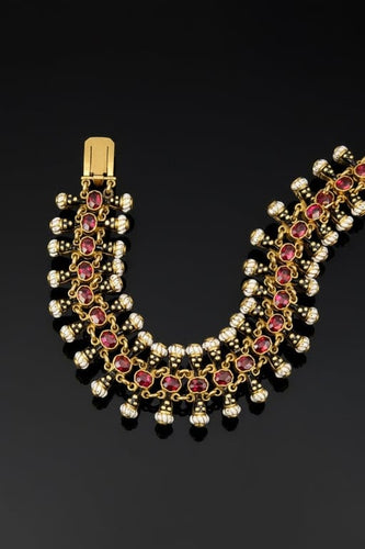 Bracelet Moretti Fiumani Girotondo - Bracelet en or jaune et grenats 58 Facettes