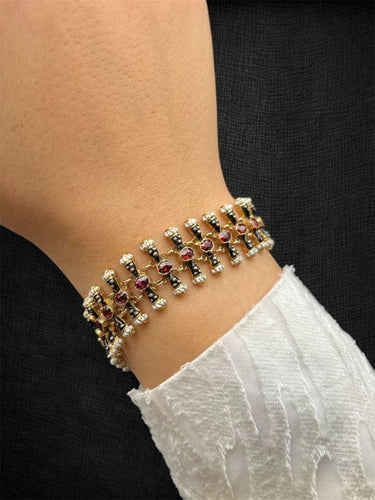 Bracelet Moretti Fiumani Girotondo - Bracelet en or jaune et grenats 58 Facettes