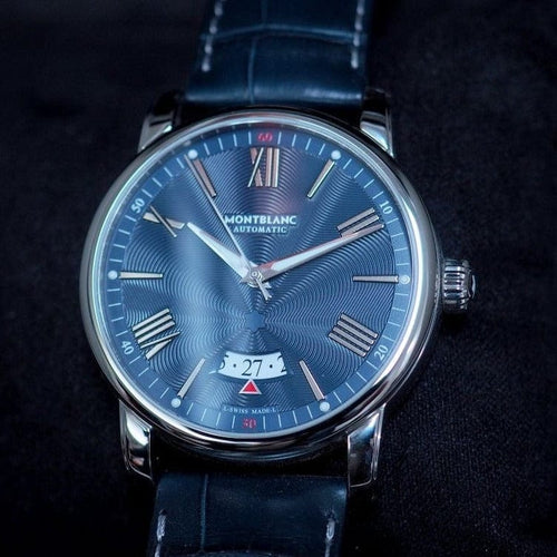 Montre Montblanc Star 4810 - Montre automatique en acier, cadran bleu guilloché 58 Facettes 22262