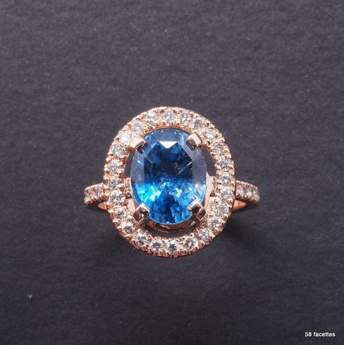 Bague 50 Bague en or 18 carats avec saphir du Sri Lanka et diamants 58 Facettes 4002
