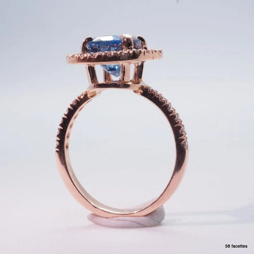 Bague 50 Bague en or 18 carats avec saphir du Sri Lanka et diamants 58 Facettes 4002