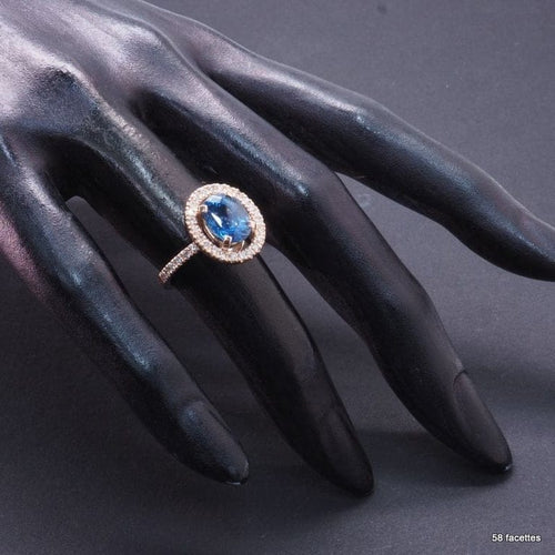Bague 50 Bague en or 18 carats avec saphir du Sri Lanka et diamants 58 Facettes 4002