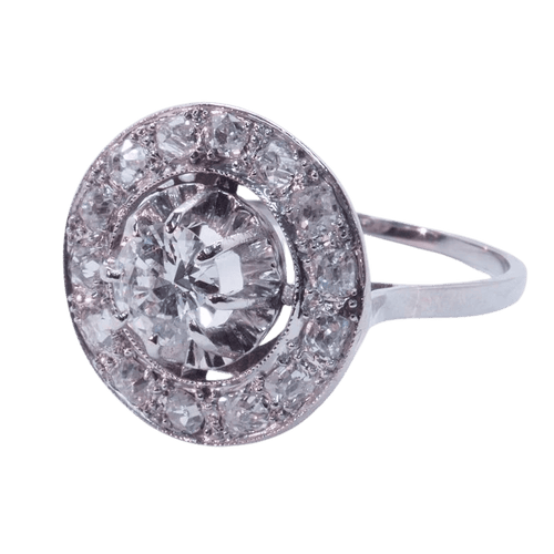 Bague 53 Bague Art déco ronde en or blanc 18 carats et diamants 58 Facettes 4281