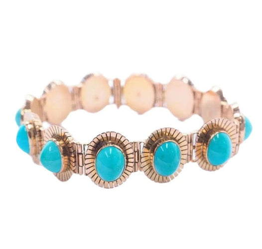 Bracelet Bracelet en or jaune 18 carats aux turquoises 58 Facettes 4180