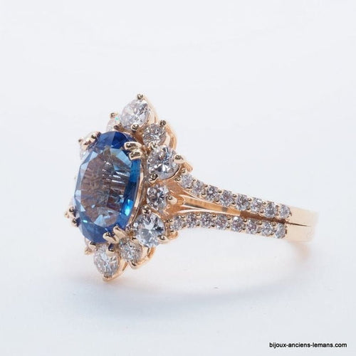 Bague 54 Bague en or jaune 18 carats avec saphir et diamants 58 Facettes 4803
