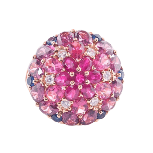 Bague 53 Bague tutti frutti en or jaune 18 carats avec pierres et diamants 58 Facettes 4554