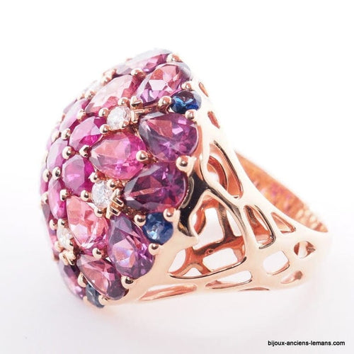 Bague 53 Bague tutti frutti en or jaune 18 carats avec pierres et diamants 58 Facettes 4554