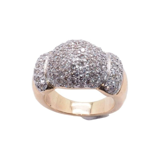 Bague 56 Bague boule en or jaune et or gris 18 carats, diamants 58 Facettes 5036