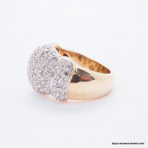 Bague 56 Bague boule en or jaune et or gris 18 carats, diamants 58 Facettes 5036