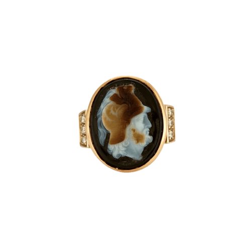 Bague 53.5 Bague camée en onyx et diamants en or rose 18K 58 Facettes 31300537