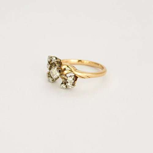 Bague 57 Bague fleur sertie de diamants en or jaune et or gris 14k 58 Facettes 31300600
